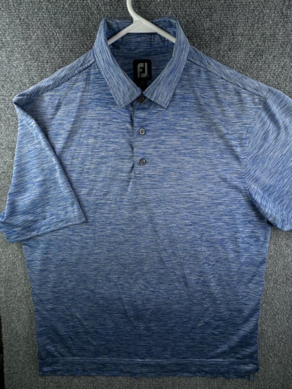 Footjoy Men Short Sleeve Blue Heathered Polo Shirt XL Stretch Golf Collared